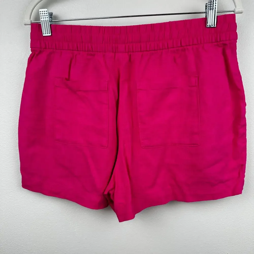 GAP Pull On Utility Shorts Linen Blend Royal Fuchsia Small Coastal Beach Resort
